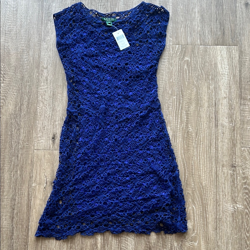 NWT Ralph Lauren Elegant Blue Lace Dress XS